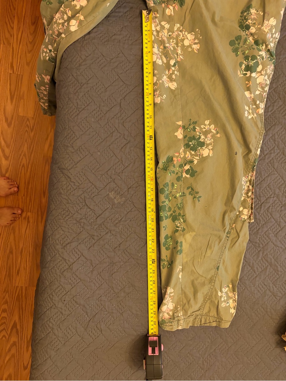 Free People Olive Green Floral Wide Leg Pants - Picture 7 of 8
